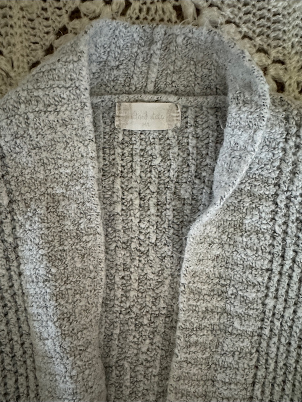 Altar'd State Light Gray Open-Front Knit Cardigan - Picture 2 of 4